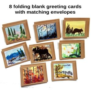 8 Folding blank greeting cards, matching envelopes